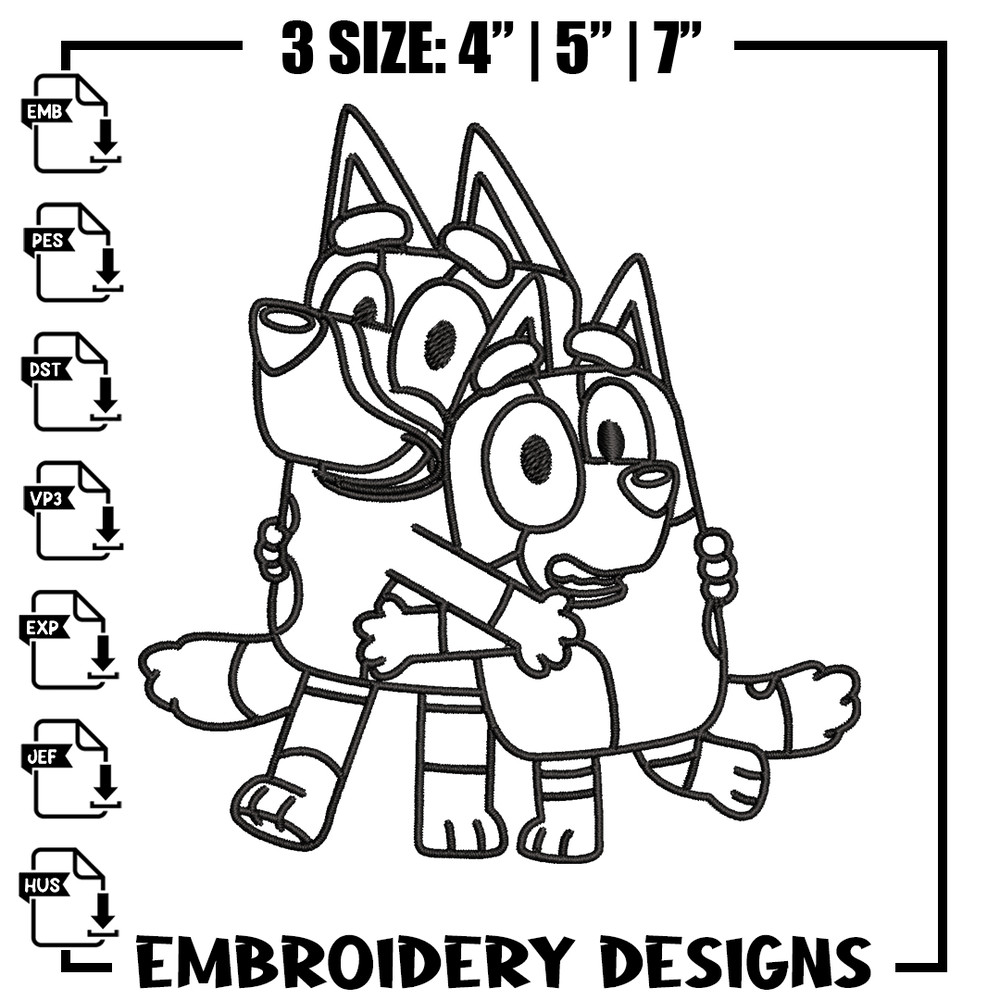 Mom and Dad Bluey Coloring Pages Embroidery, Bluey Embroidery, Embroidery File, cartoon design, Digital download. 1.jpg