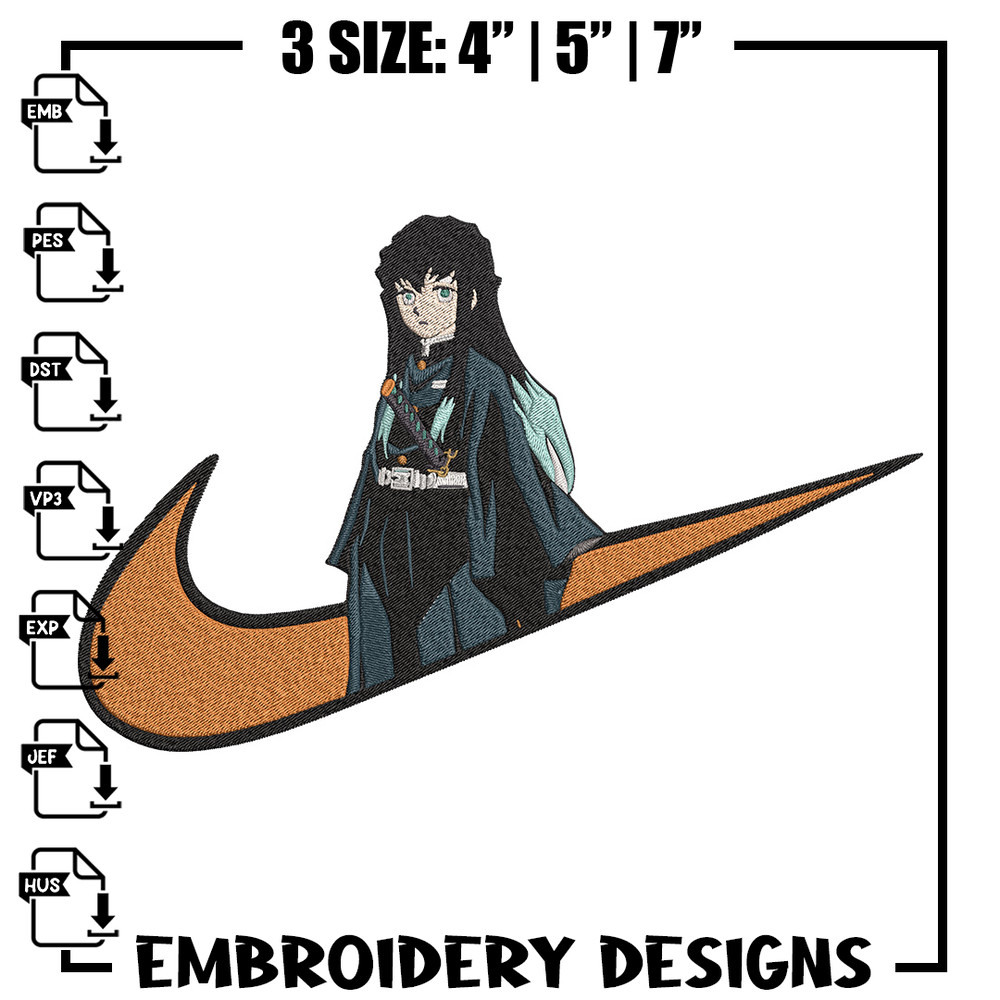 Muichirou Embroidery Design, Demon slayer Embroidery, Embroidery File, Nike Embroidery, Anime shirt, Digital download.jpg