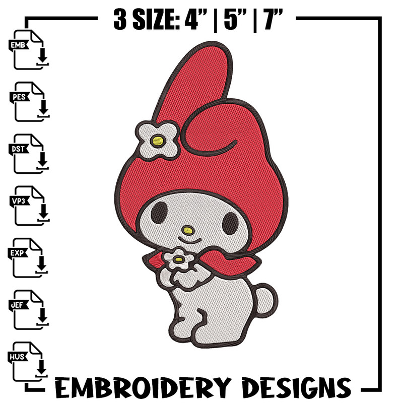 My Melody Embroidery Design, Hello kitty Embroidery, Embroidery File, Anime Embroidery, Anime shirt, Digital download.jpg