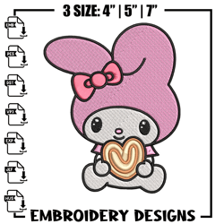 my melody embroidery design, my melody cartoon embroidery, embroidery file, cartoon shirt, digital download