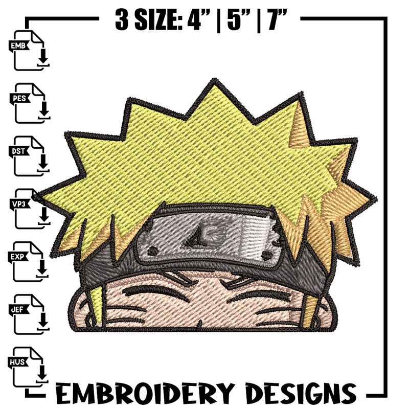 Naruto Peeker Embroidery Design, Naruto Embroidery, Embroidery File, Anime Embroidery, Anime shirt, Digital download.jpg