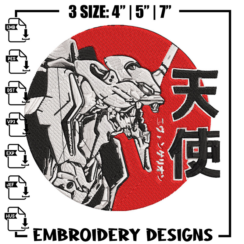 Neon Genesis Embroidery Design, Evangelion Embroidery, Embroidery File, Anime Embroidery, Anime shirt, Digital download.jpg