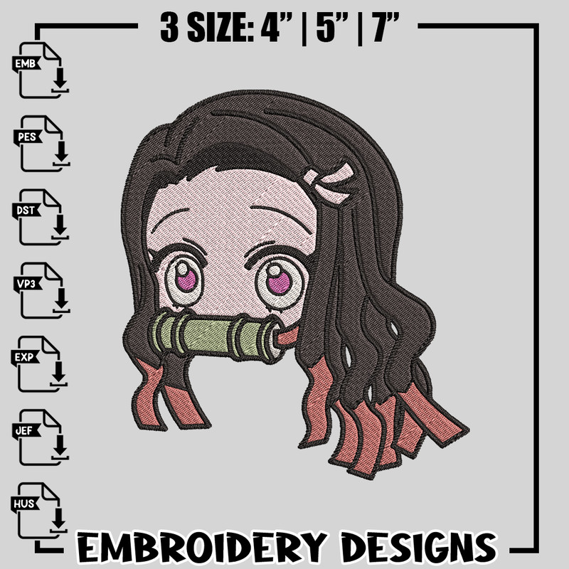 Nezuko chibi embroidery design, Kimetsu no Yaiba embroidery, anime design, logo design, anime shirt, Instant download.jpg