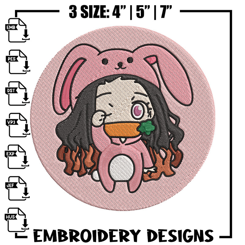 Nezuko cute Embroidery Design, Demon slayer Embroidery, Embroidery File, Anime Embroidery, Digital download..jpg