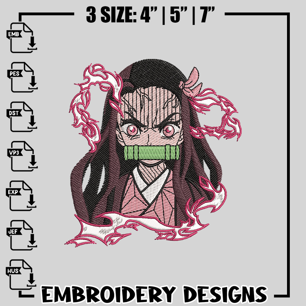 Nezuko embroidery design, Kimetsu no Yaiba embroidery, anime design, logo design, anime shirt, Digital download.jpg
