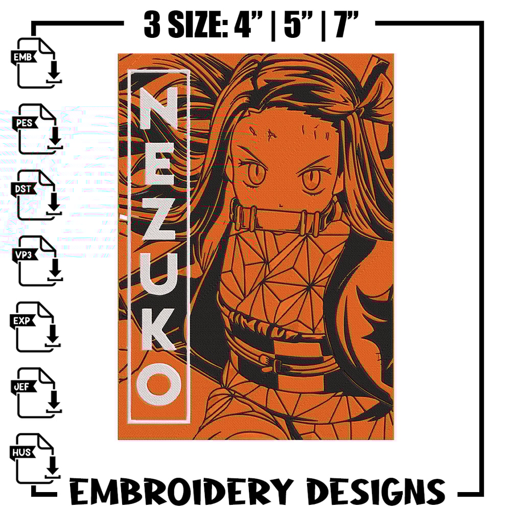 Nezuko kamado Embroidery Design, Demon slayer Embroidery,Embroidery File, Anime Embroidery, Anime shirt,Digital download.jpg