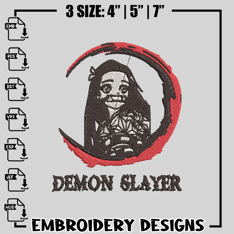 Nezuko moon embroidery design, Kimetsu no Yaiba embroidery, anime design, logo design, anime shirt, Instant download.jpg