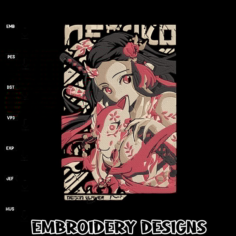 Nezuko poster Embroidery Design, Demon slayer Embroidery, Embroidery File, Anime Embroidery, Digital download.jpg