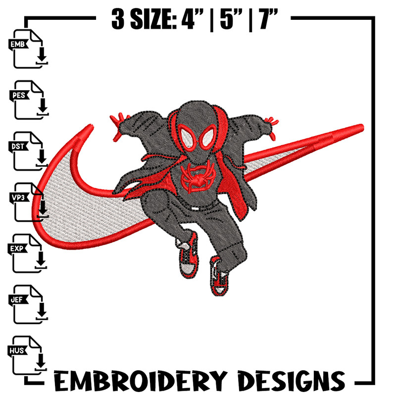 Nike Black Spiderman embroidery design, Black Spiderman embroidery, Nike design, movie design, Digital download 1.jpg