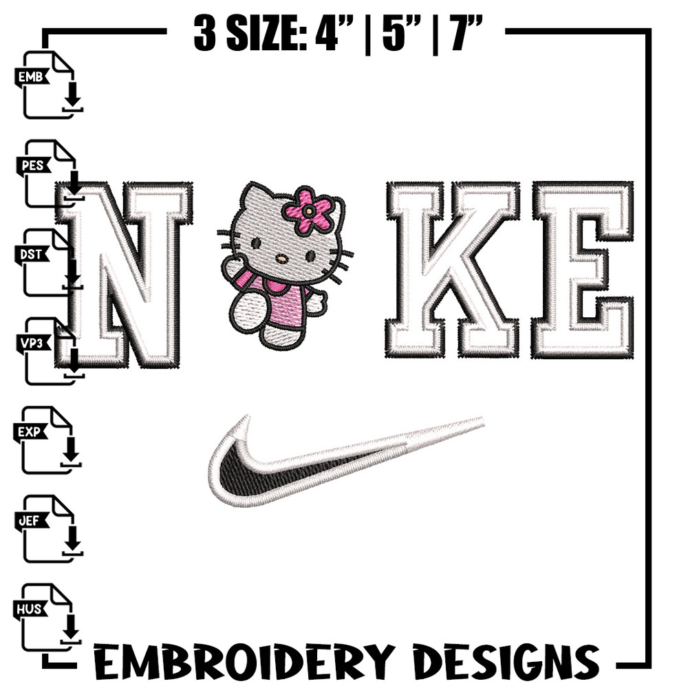 Nike kitty embroidery design, Hello kitty embroidery, Emb design, Embroidery shirt, Embroidery file, Digital download.jpg