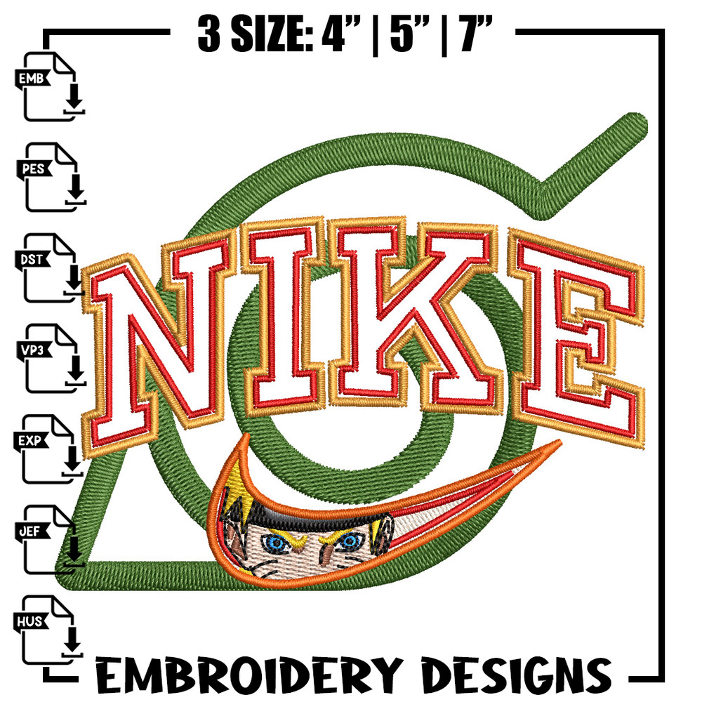 Nike konoha logo embroidery design, Naruto embroidery, Nike design,Embroidery shirt, Embroidery file, Digital download.jpg