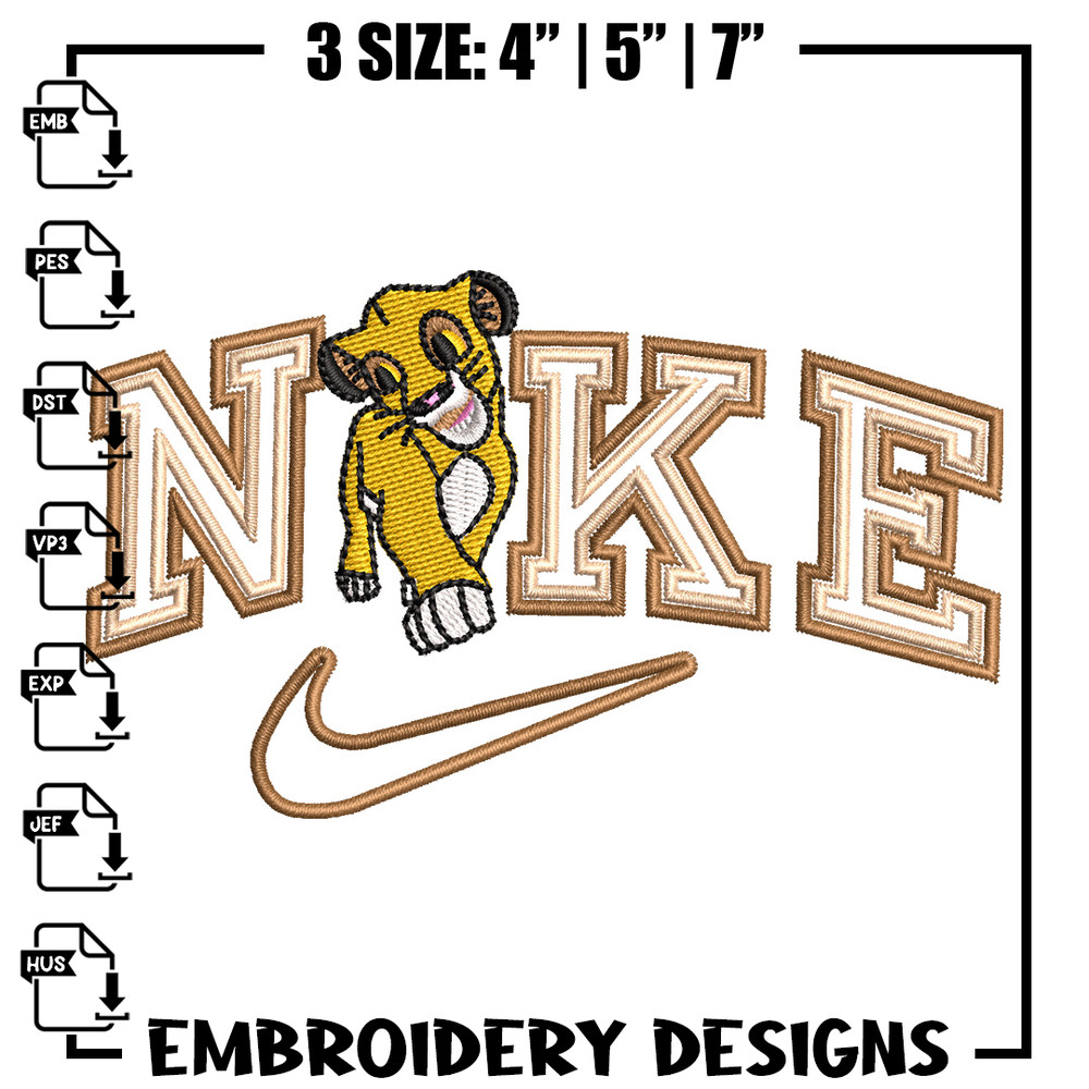 Nike lion child embroidery design, Lion king embroidery,Nike design, Embroidery shirt, Embroidery file, Digital download.jpg