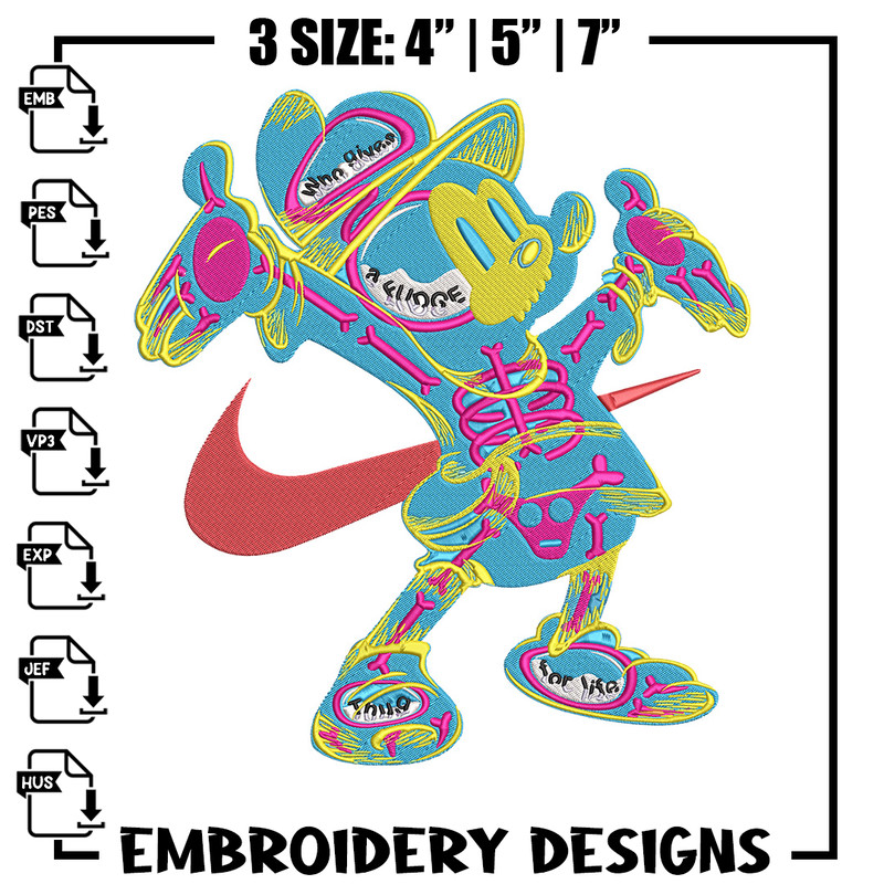 Nike mickey Embroidery Design, Mickey Embroidery, Embroidery File, Nike Embroidery, Anime shirt, Digital download..jpg