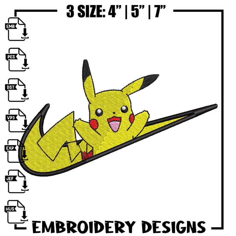 Nike Pikachu embroidery design, Pokemon embroidery, Nike design, anime design, anime shirt, Digital download.jpg