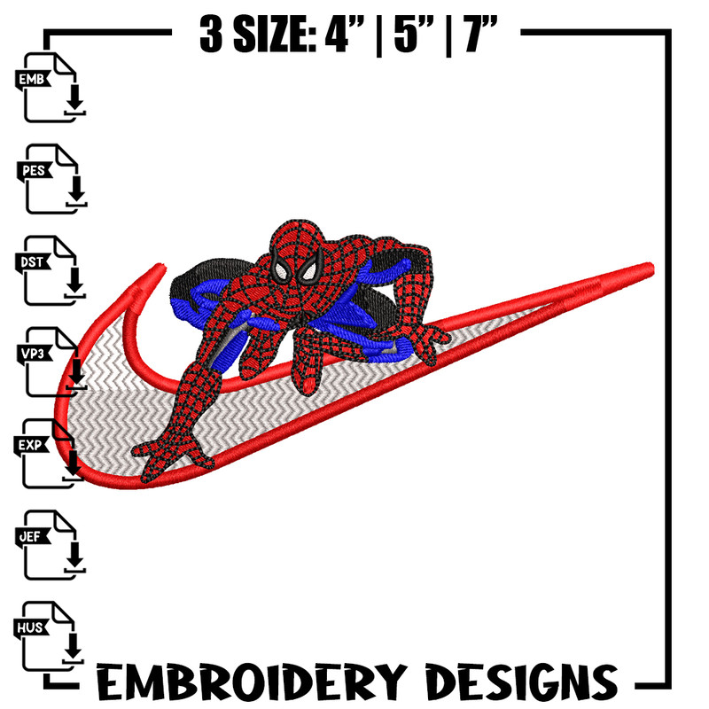 Nike Spiderman Logo embroidery design, Spiderman embroidery, Nike design, movie design, movie shirt, Digital download.jpg