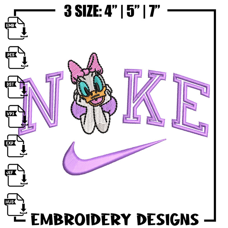 Nike x daisy duck embroidery design, Daisy embroidery, Nike design, Embroidery shirt, Embroidery file, Digital download.jpg