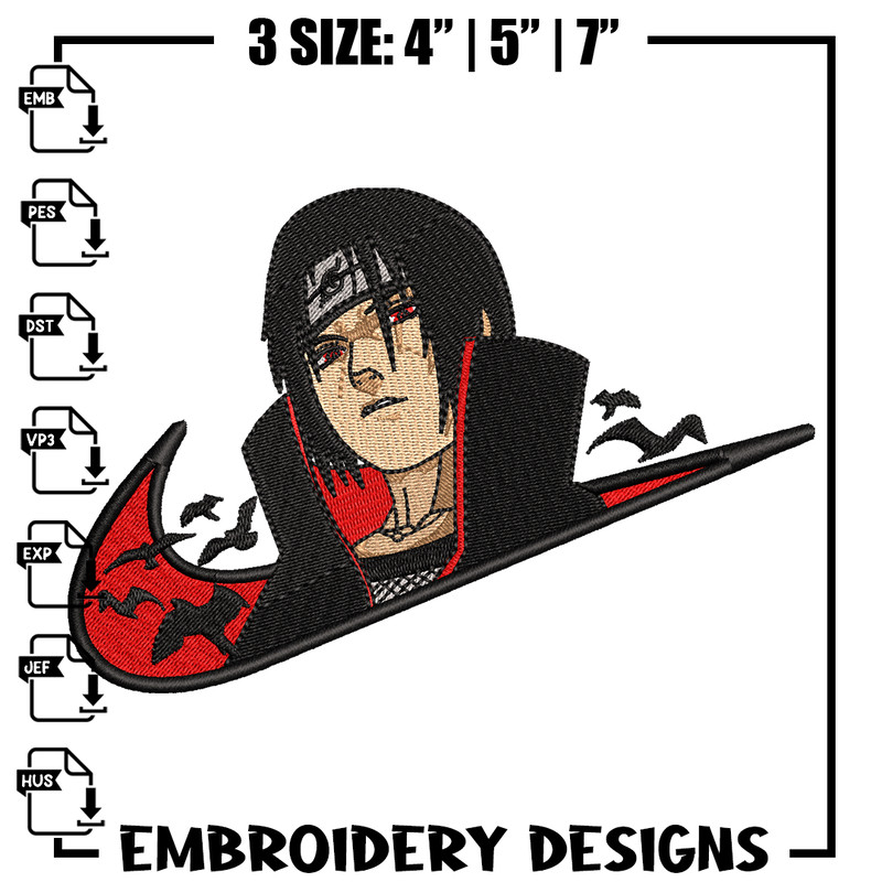 Nike x Itachi V2 embroidery design, Naruto embroidery, Nike design, anime design, anime shirt, Digital download.jpg
