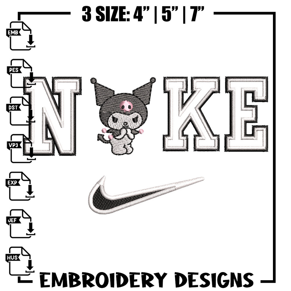 Nike x kuromi embroidery design, Kuromi embroidery, Nike design, Embroidery shirt, Embroidery file,Digital download.jpg