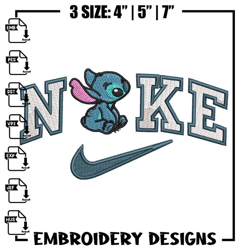 Nike x stitch cute embroidery design, Stitch embroidery,Nike design, Embroidery shirt, Embroidery file, Digital download.jpg