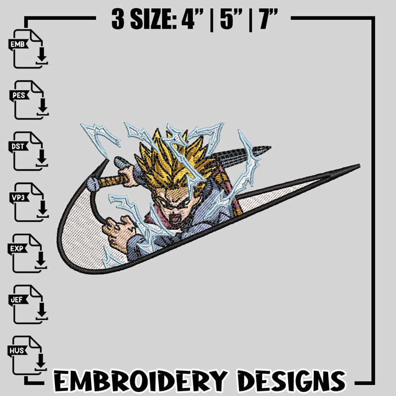 Nike x Trunks embroidery design, dragon ball embroidery, anime design, logo design, anime shirt, Digital download.jpg