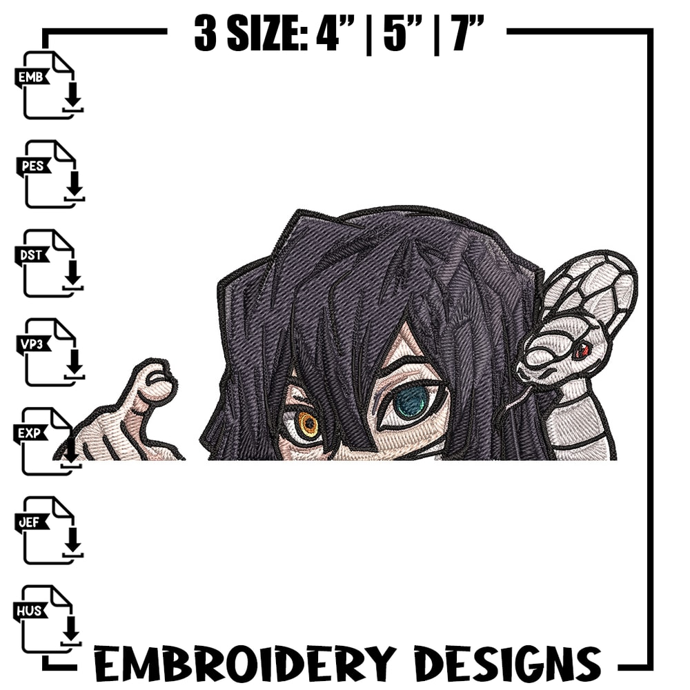 Obanai Peeker Embroidery Design, Demon slayer Embroidery, Embroidery File, Anime Embroidery, Digital download.jpg