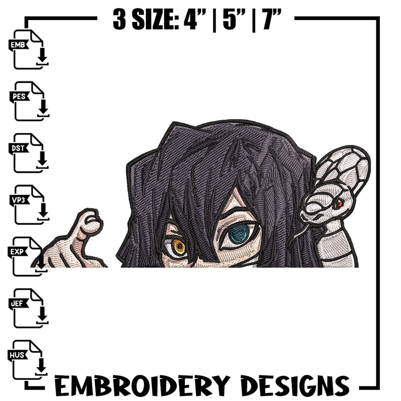 Obanai Peeker Embroidery Design, Demon slayer Embroidery, Embroidery File, Anime Embroidery, Digital download.jpg