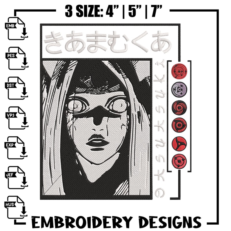 Otsutsuki Kaguya Embroidery Design, Naruto Embroidery, Embroidery File, Anime Embroidery, Anime shirt, Digital download.jpg