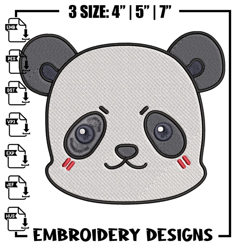 Panda face Embroidery Design, Jujutsu Embroidery, Embroidery File, Anime Embroidery, Anime shirt, Digital download.jpg