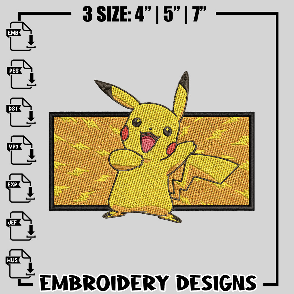 Pikachu pokemon embroidery design, Pokemon embroidery, anime design, logo design, anime shirt, Digital download.jpg