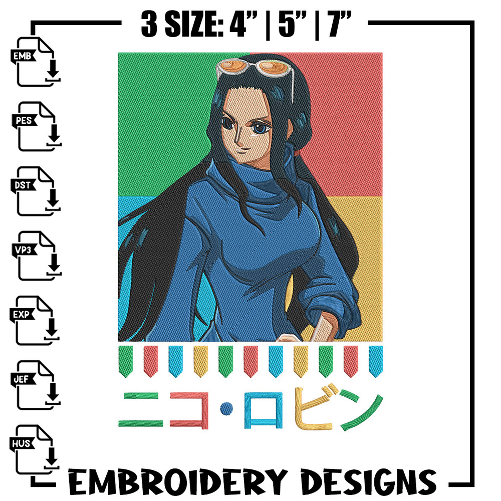 Poster Robin Embroidery Design, One piece Embroidery, Embroidery File, Anime Embroidery, Anime shirt, Digital download.jpg