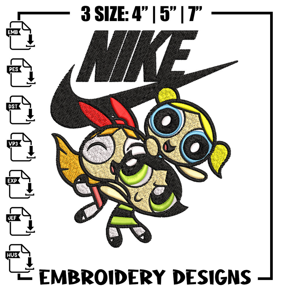 Powerpuff Girls Nike Embroidery design, Powerpuff Girls Embroidery, Nike design, Embroidery file, Instant download..jpg
