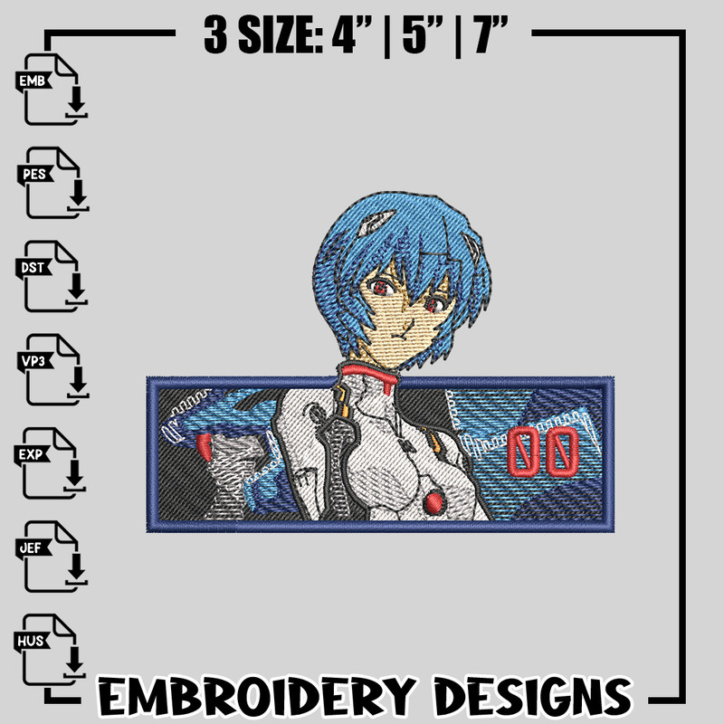 Rei 00 Boxed embroidery design, Rei 00 Boxed embroidery, anime design, logo design, anime shirt, Digital download.jpg