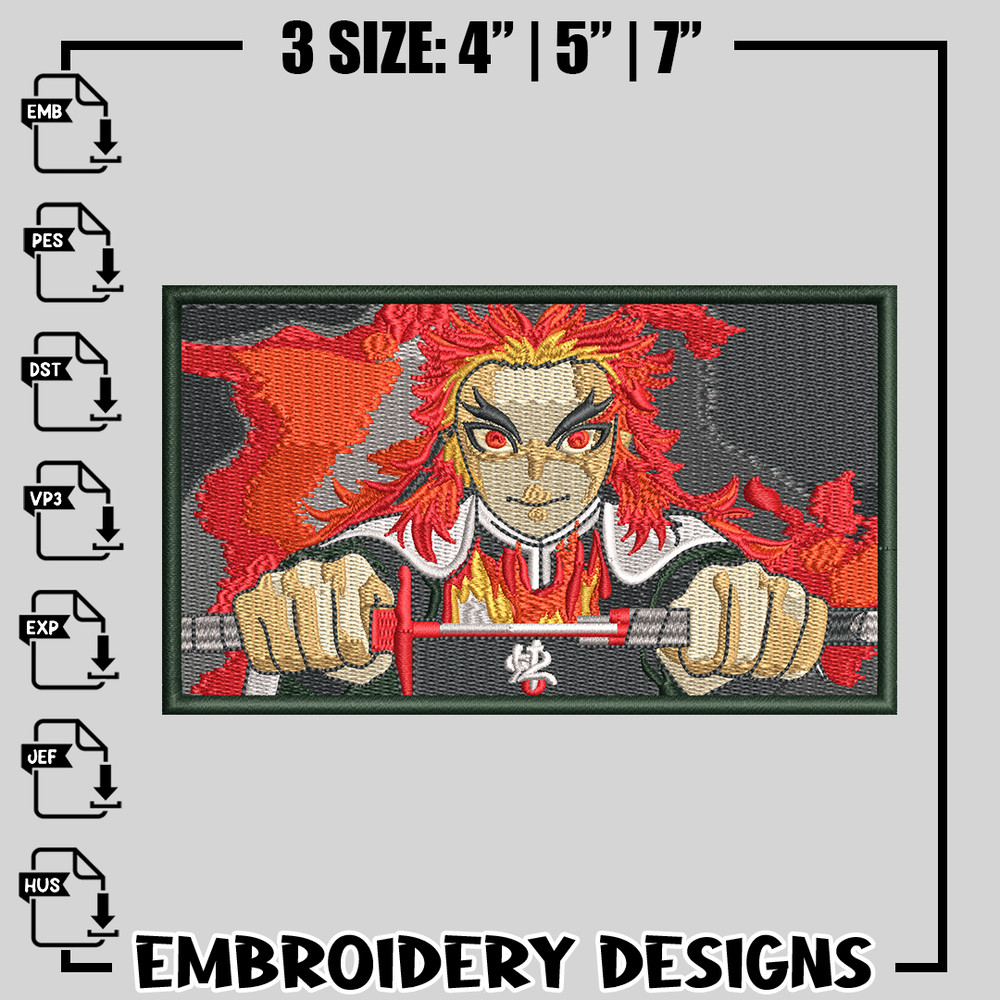 rengoku embroidery design, Kimetsu no Yaiba embroidery, anime design, logo design, anime shirt, Instant download.jpg