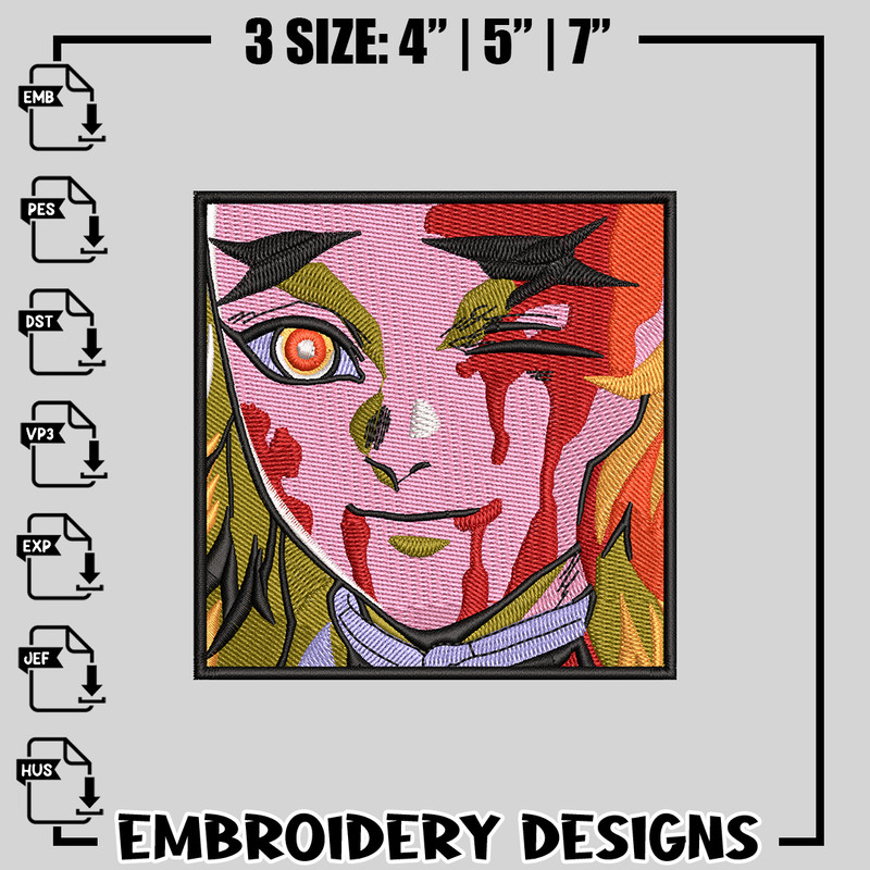 Rengoku hurt embroidery design, Kimetsu no Yaiba embroidery, anime design, logo design, anime shirt, Digital download.jpg