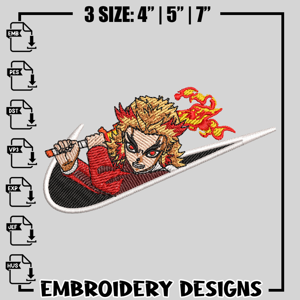 Rengoku nike embroidery design, Kimetsu no Yaiba embroidery, anime design, logo design, anime shirt, Instant download.jpg