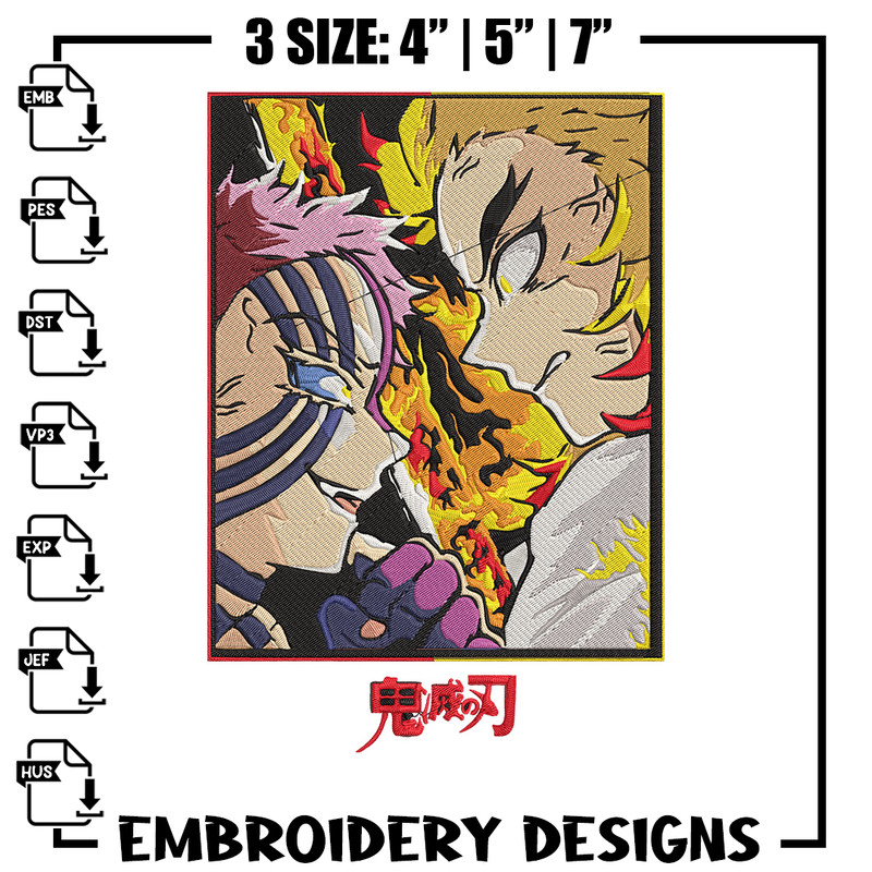 Rengoku x Akaza Embroidery Design, Demon slayer Embroidery, Embroidery File, Anime Embroidery, Digital download.jpg