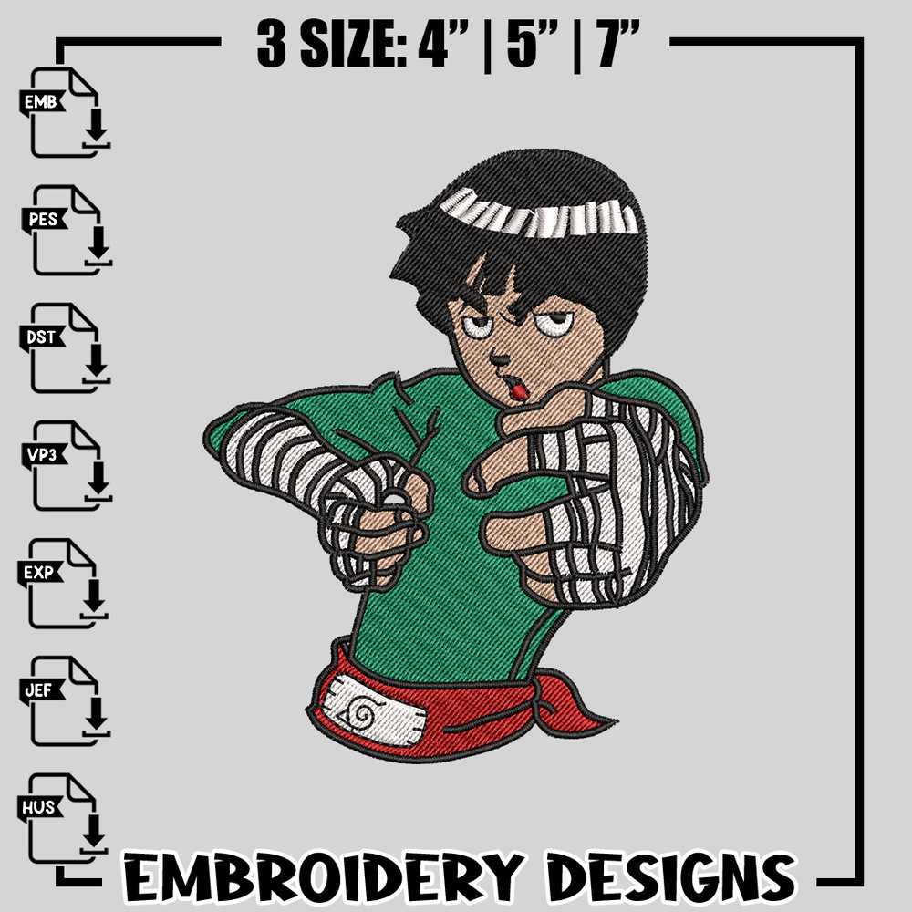 Rock Lee drunk embroidery design, naruto embroidery, anime design, logo design, anime shirt, Digital download.jpg