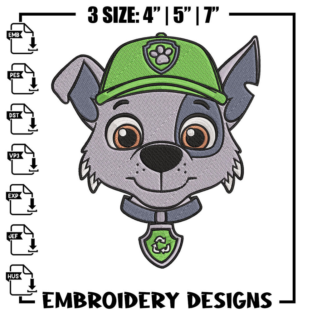 Rocky dog Embroidery Design, Paw patrol Embroidery, Embroidery File, Anime Embroidery, Anime shirt, Digital download..jpg