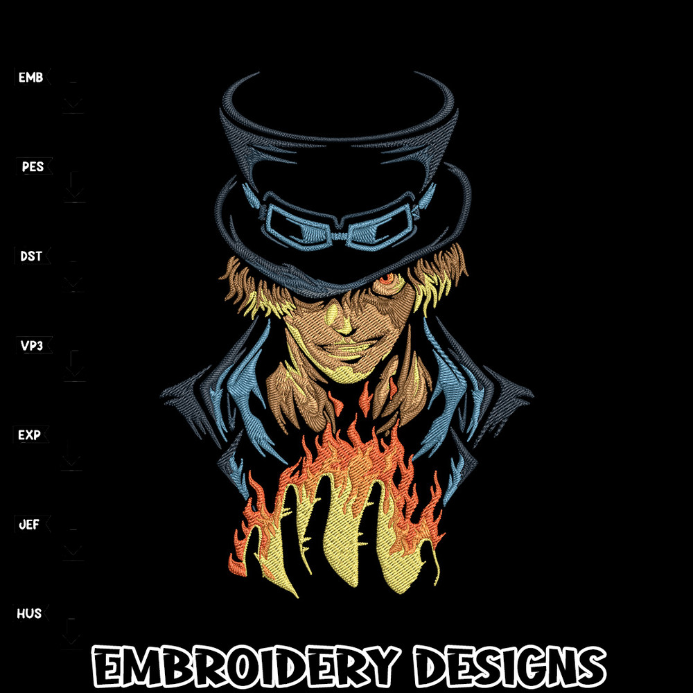 Sabo poster Embroidery Design,One piece Embroidery, Embroidery File, Anime Embroidery, Anime shirt, Digital download.jpg
