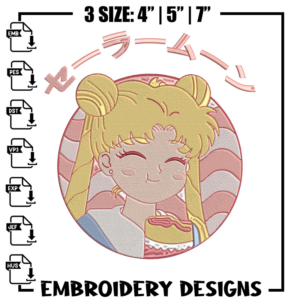 Sailor chibi Embroidery Design,Sailor moon Embroidery, Embroidery File, Anime Embroidery, Anime shirt, Digital download.jpg