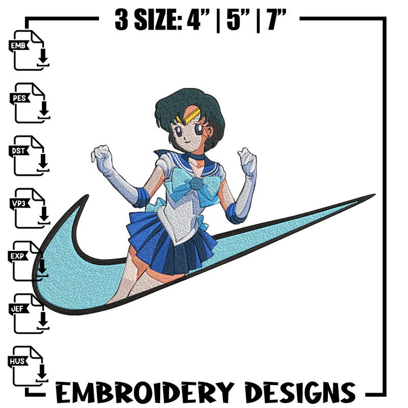 Sailor Mercury Embroidery Design, Sailor moon Embroidery, Embroidery File, Nike Embroidery, Anime shirt,Digital download.jpg