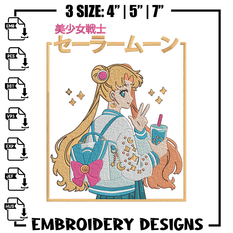 Sailor Moon Embroidery Design, Sailor Moon Embroidery, Embroidery File, Anime Embroidery, Anime shirt, Digital download.jpg