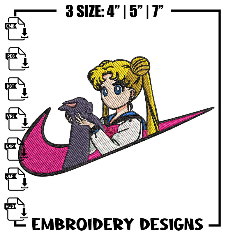 Sailor Moon Embroidery Design, Sailor Moon Embroidery, Embroidery File, Nike Embroidery, Anime shirt, Digital download..jpg