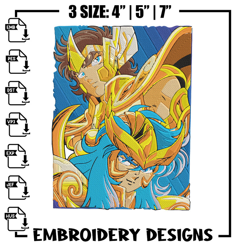 Saint Seiya Embroidery Design, Saint Seiya Embroidery, Embroidery File, Anime Embroidery, Anime shirt, Digital download.jpg