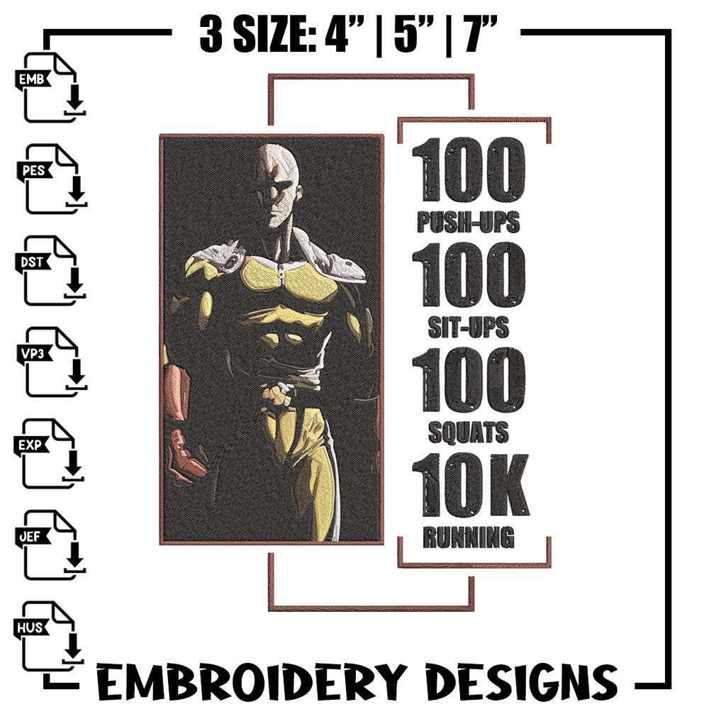 Saitama poster Embroidery Design, One punch man Embroidery,Embroidery File,Anime Embroidery,Anime shirt,Digital download.jpg