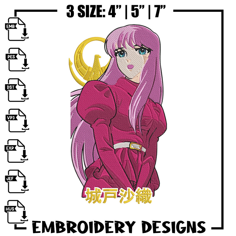 Saori Kido Embroidery Design, Athena Embroidery, Embroidery File, Anime Embroidery, Anime shirt, Digital download.jpg