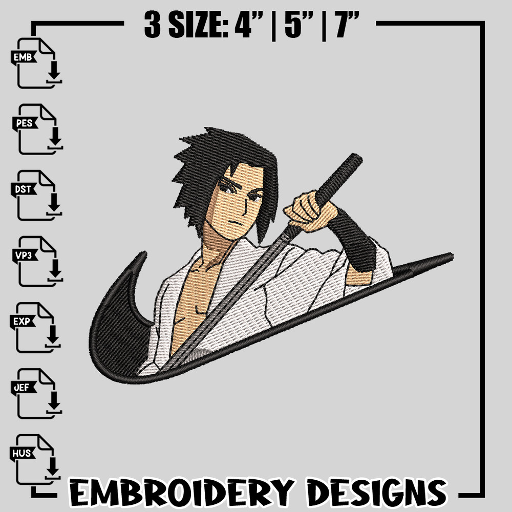 Sasuke x Nike embroidery design, naruto embroidery, logo design, anime design, anime shirt, Digital download.jpg