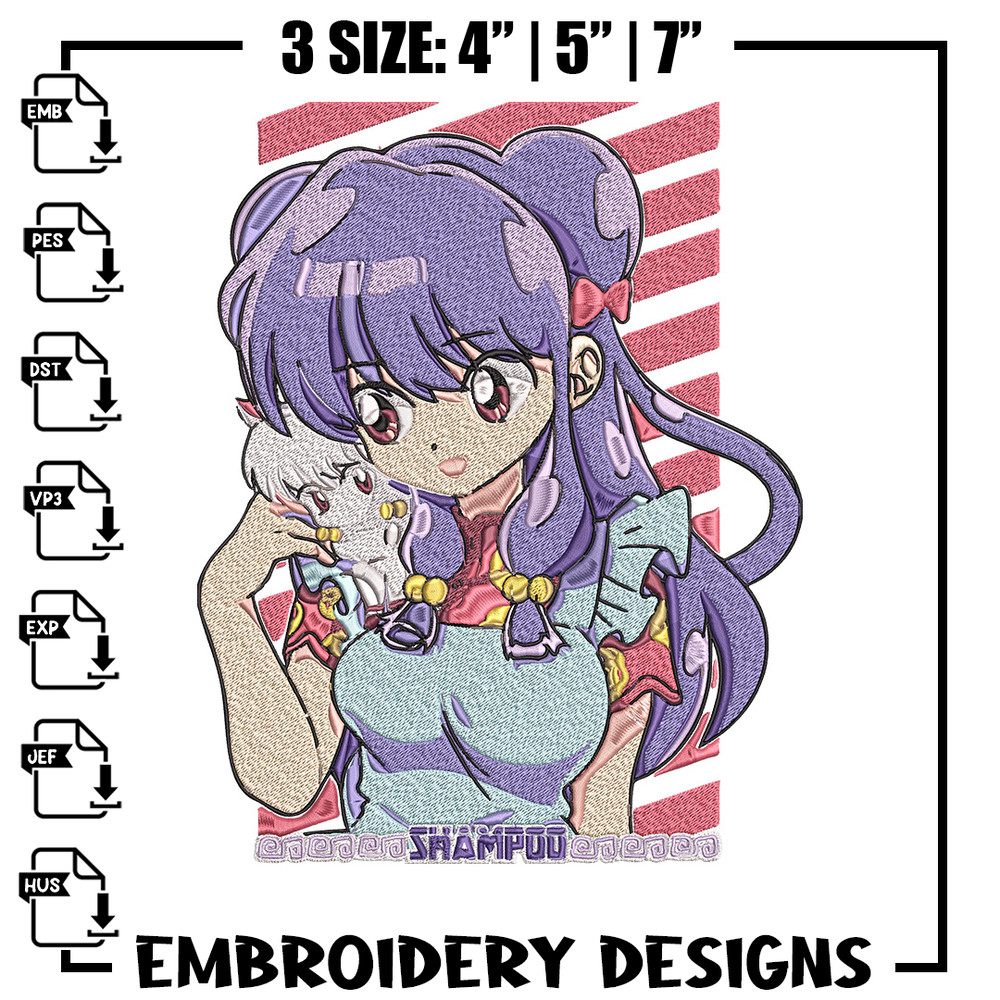 Shampoo ranma Embroidery Design, Ranma Embroidery, Embroidery File, Anime Embroidery, Anime shirt, Digital download.jpg