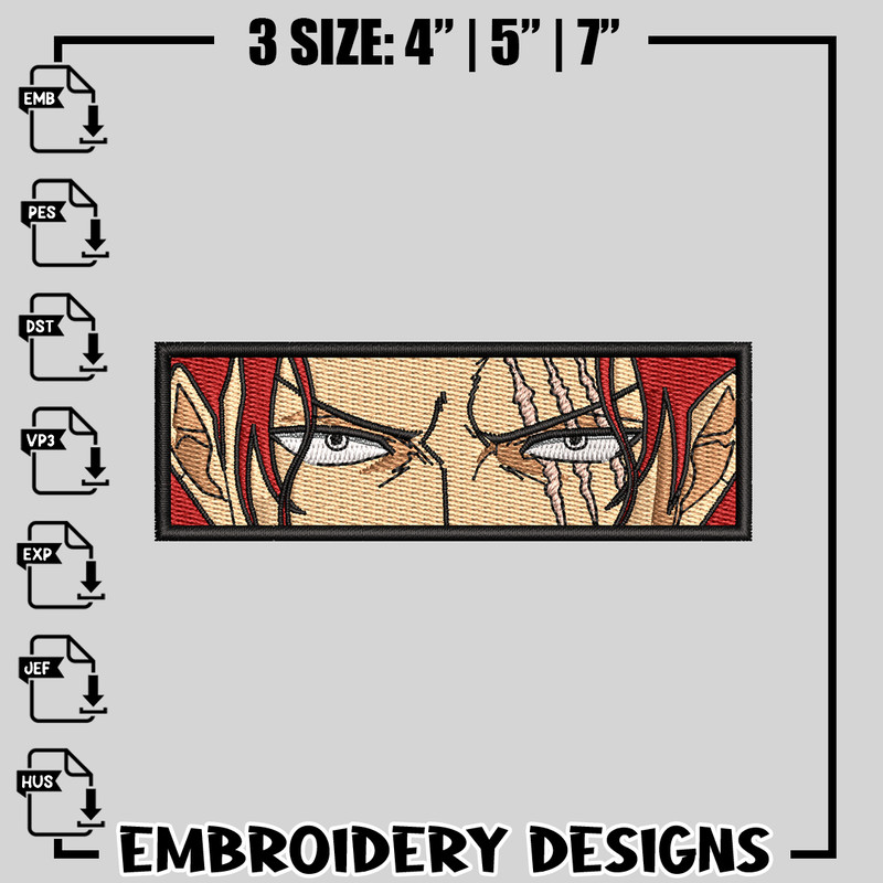 Shanks Eyes embroidery design, One Piece embroidery, logo design, anime design, anime shirt, Digital download.jpg