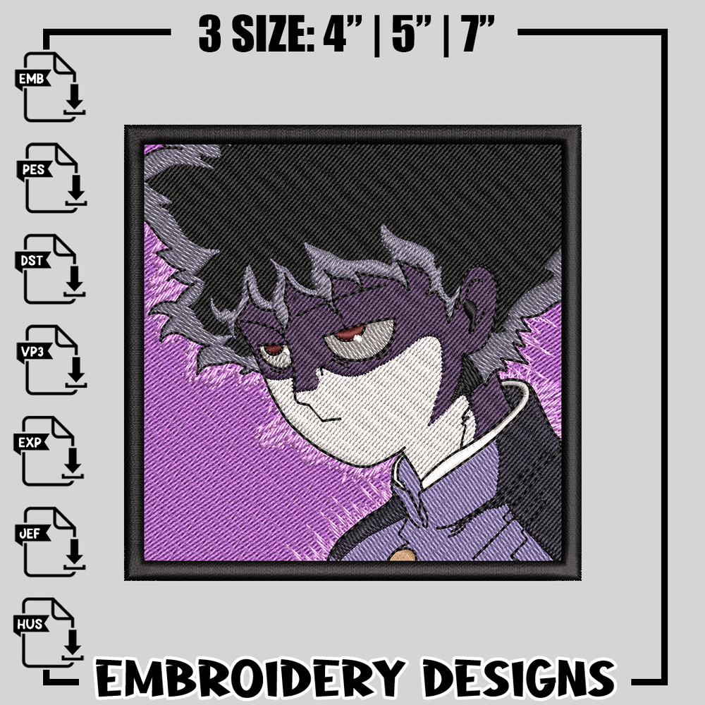 Shigeo Kageyama embroidery design, mob psycho 100 embroidery, anime design, logo design, anime shirt, Instant download.jpg